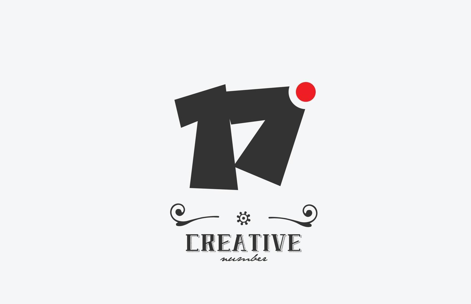 cinzento 17 número logotipo ícone Projeto com vermelho ponto. criativo modelo para companhia e o negócio vetor