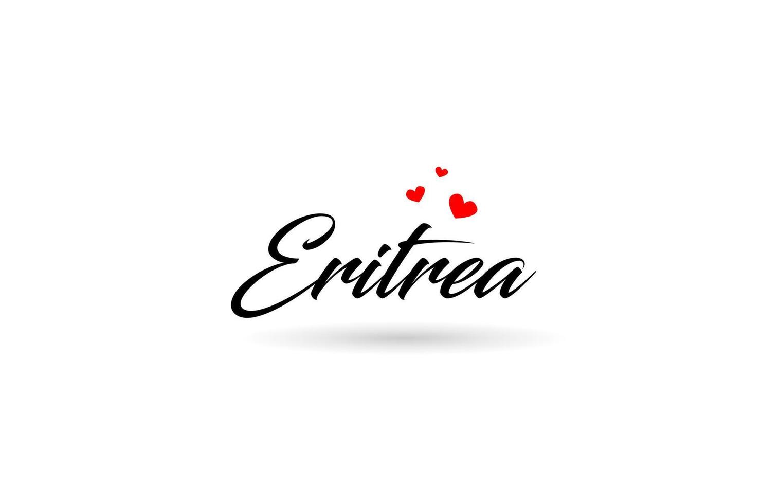 eritreia nome país palavra com três vermelho amor coração. criativo tipografia logotipo ícone Projeto vetor