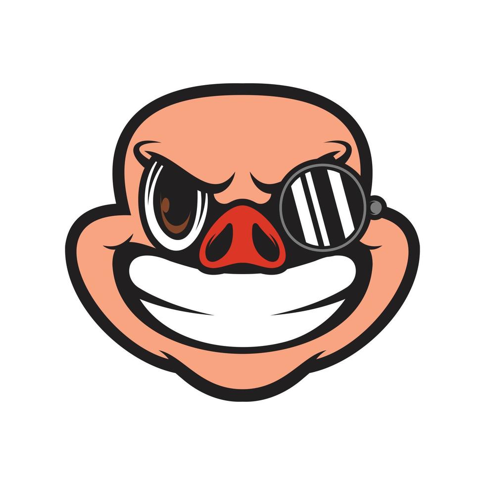porco óculos mascote logotipo Projeto vetor