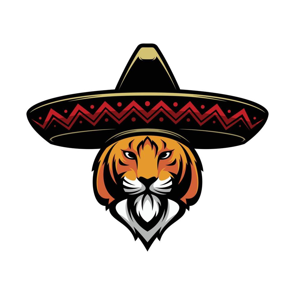 tigre sombrero mascote logotipo Projeto vetor