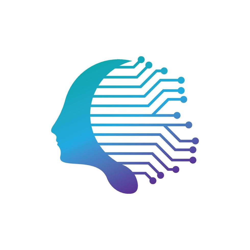 digital abstrato ícone humano cabeça tecnologia logotipo vetor