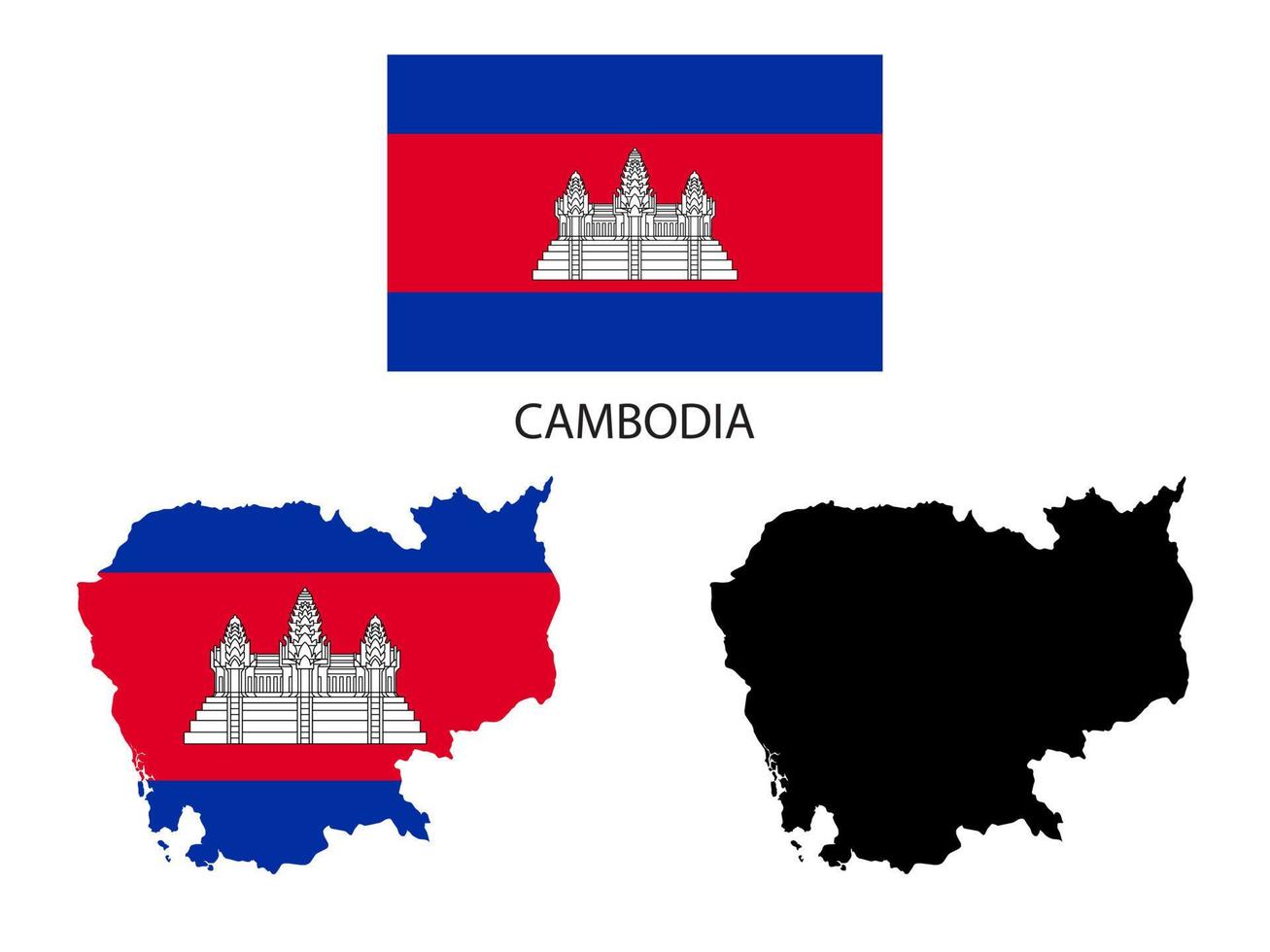 Camboja bandeira e mapa ilustração vetor