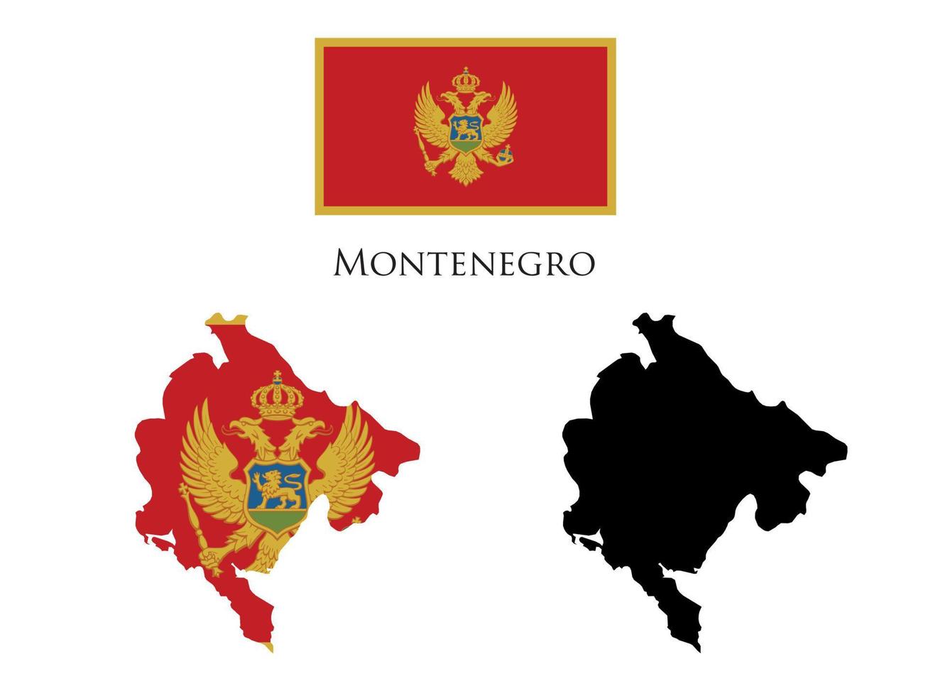 Montenegro bandeira e mapa ilustração vetor