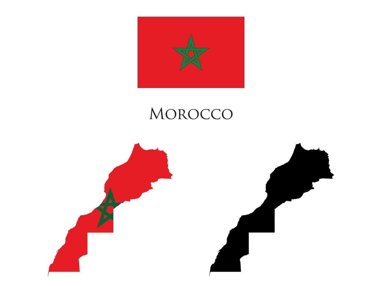 Marrocos bandeira e mapa vetor