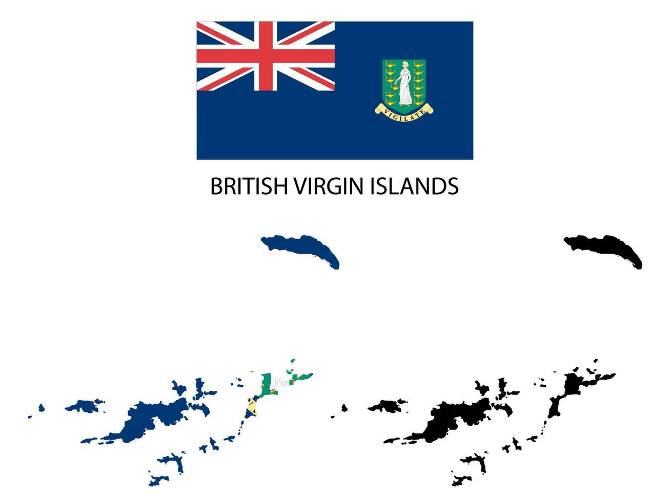 britânico virgem ilhas bandeira e mapa ilustração vetor