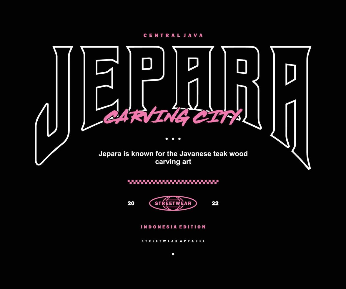 futurista Jepara cidade streetwear poster com estético gráfico Projeto para t camisa rua vestem e urbano estilo vetor