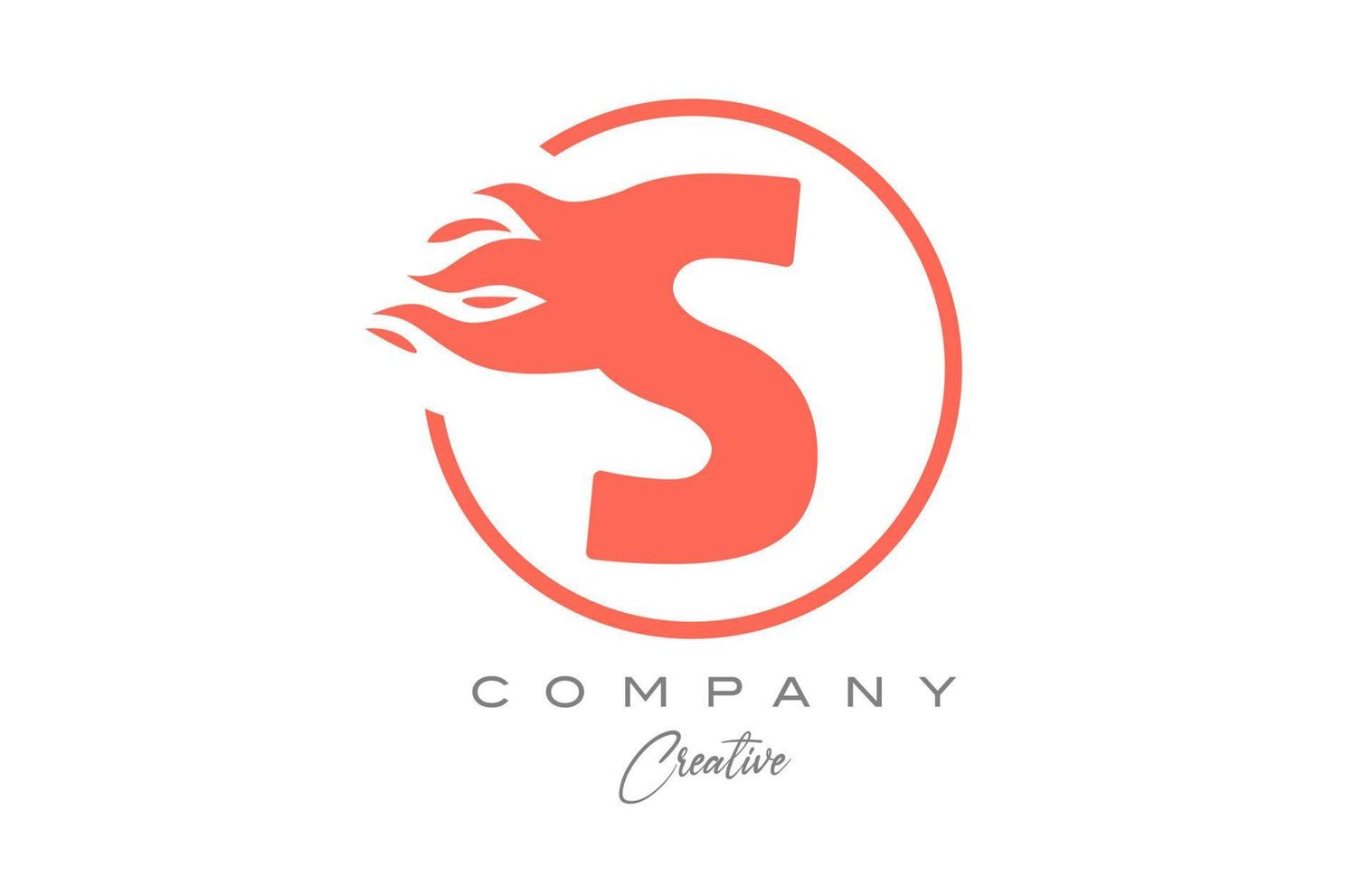 laranja s alfabeto carta ícone para corporativo com chamas. fogo Projeto adequado para uma o negócio logotipo vetor