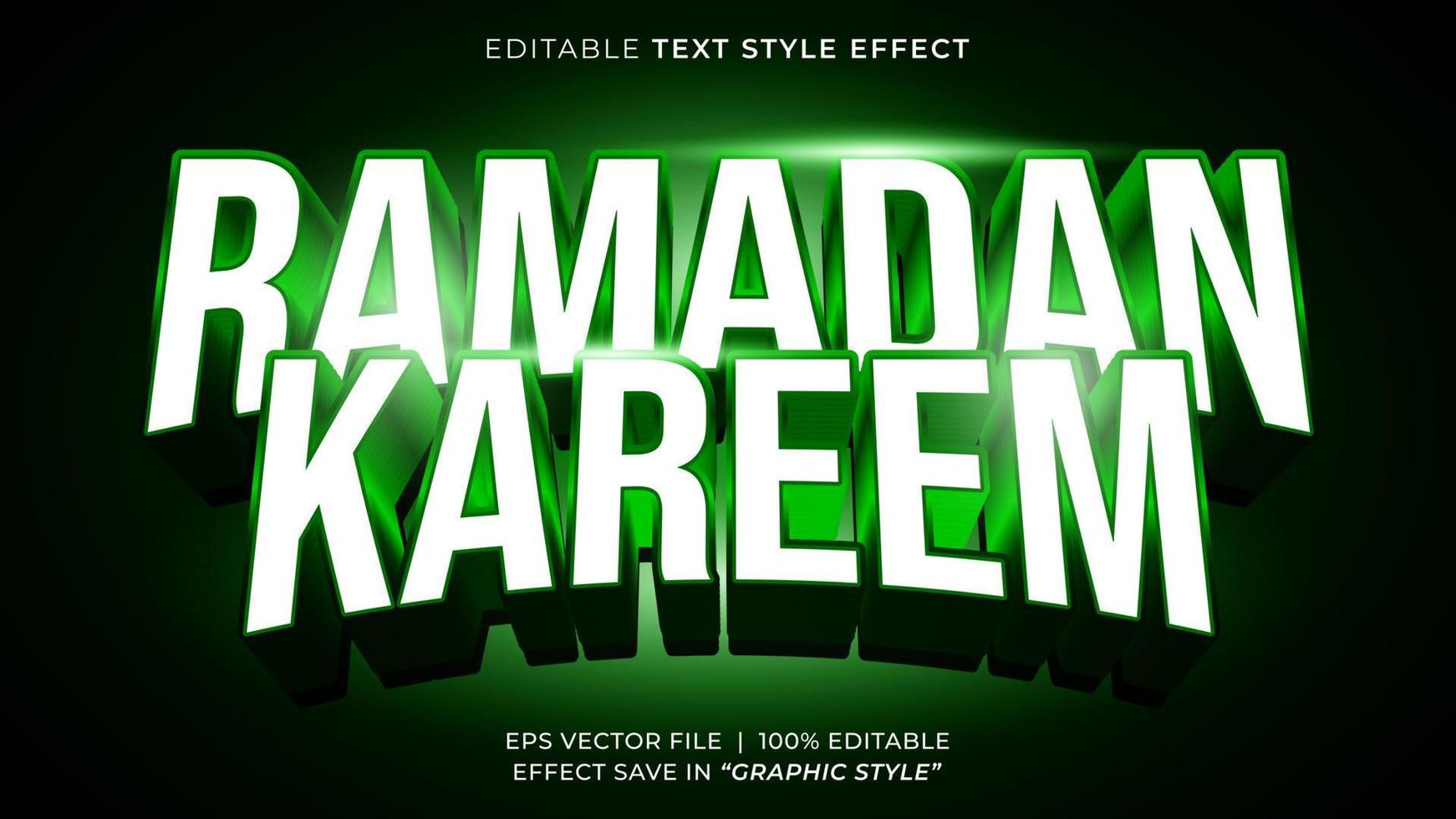 Ramadã kareem 3d editável texto efeito modelo vetor