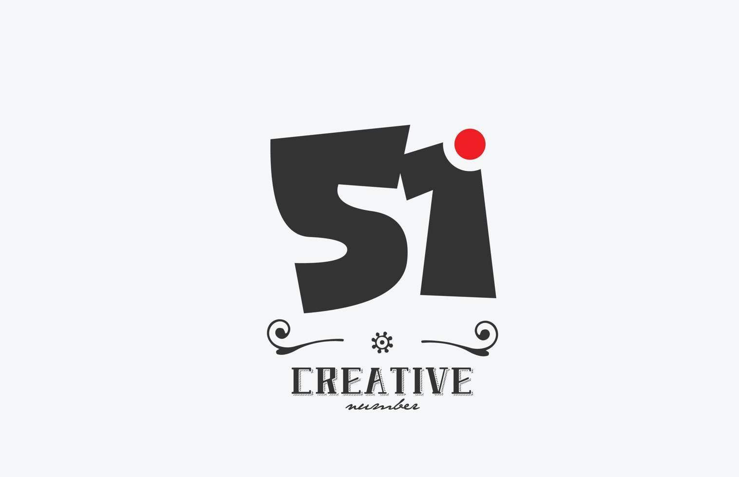 cinzento 51 número logotipo ícone Projeto com vermelho ponto. criativo modelo para companhia e o negócio vetor