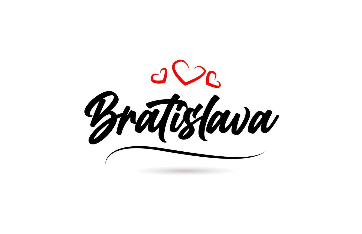 bratislava europeu cidade tipografia texto palavra com amar. mão letras estilo. moderno caligrafia texto vetor