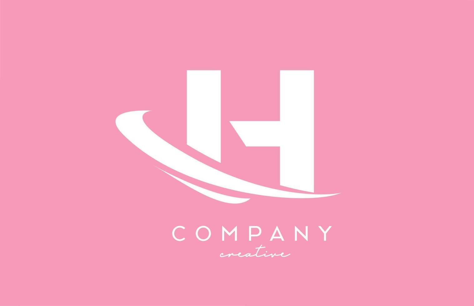 Rosa branco h alfabeto carta logotipo ícone com swoosh. criativo modelo Projeto para o negócio e companhia vetor