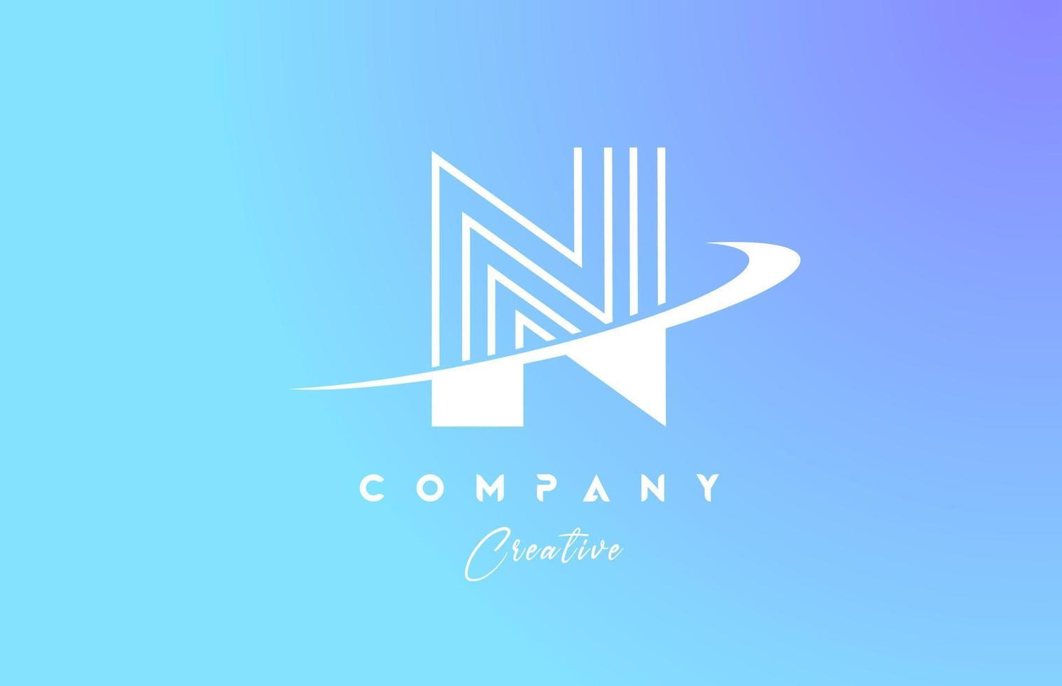pastel cor n azul alfabeto carta logotipo ícone Projeto com swoosh. criativo modelo para companhia e o negócio vetor