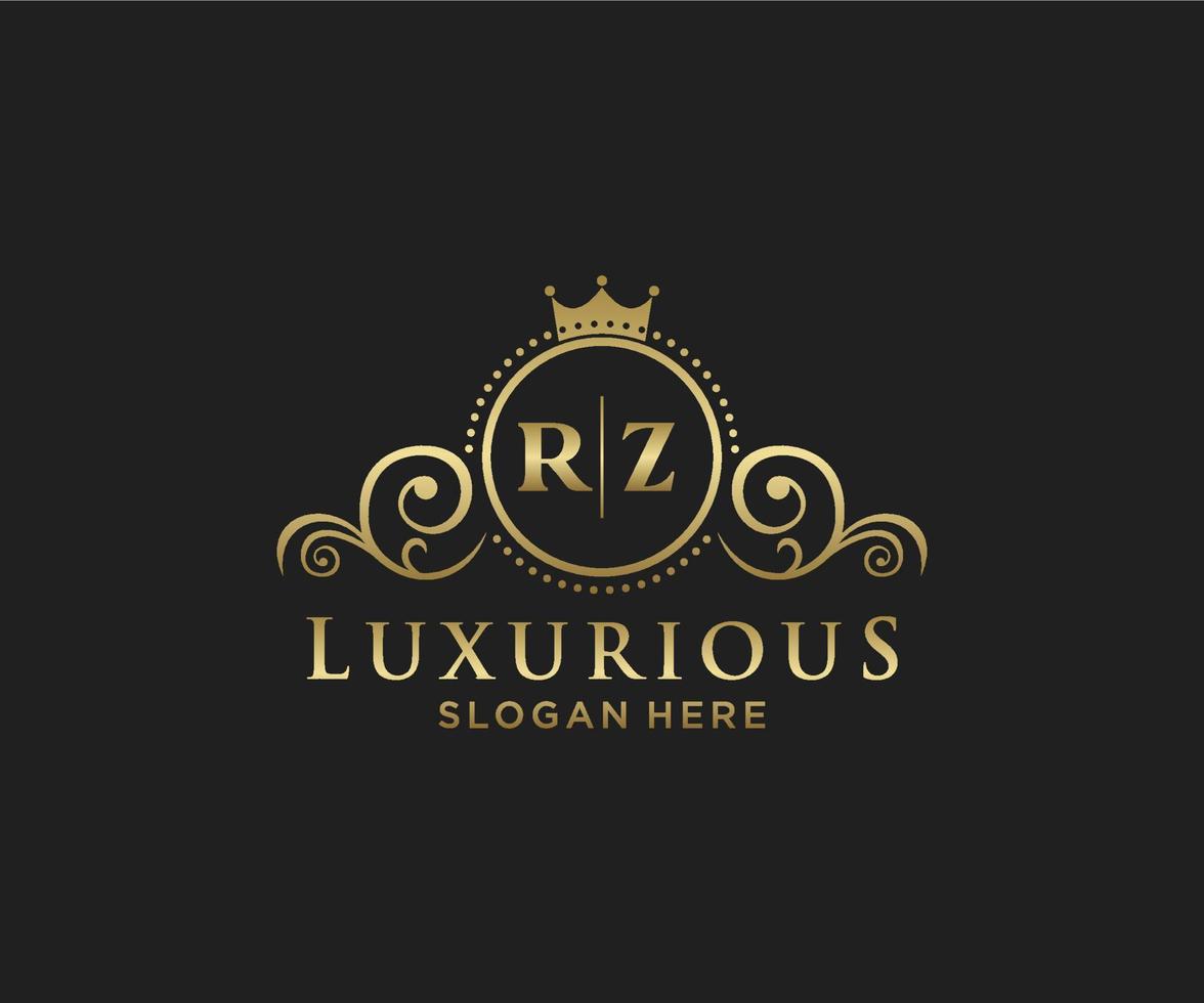 modelo de logotipo de luxo real de letra rz inicial em arte vetorial para restaurante, realeza, boutique, café, hotel, heráldica, joias, moda e outras ilustrações vetoriais. vetor