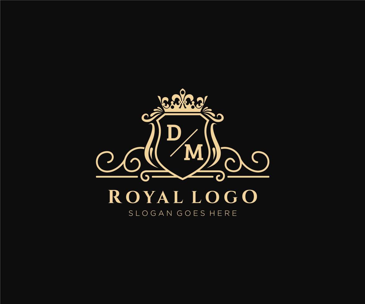 inicial dm carta luxuoso marca logotipo modelo, para restaurante, realeza, butique, cafeteria, hotel, heráldico, joia, moda e de outros vetor ilustração.