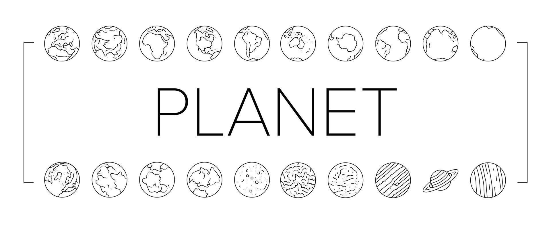 terra mundo planeta globo mapa ícones conjunto vetor