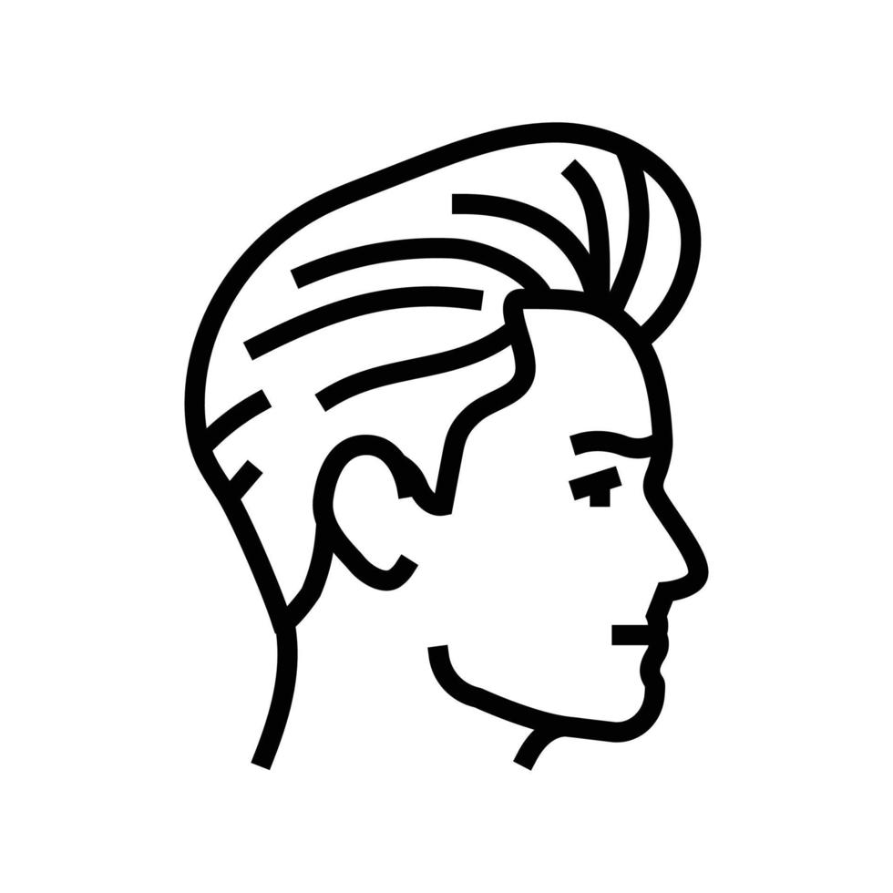 pompadour Penteado masculino linha ícone vetor ilustração