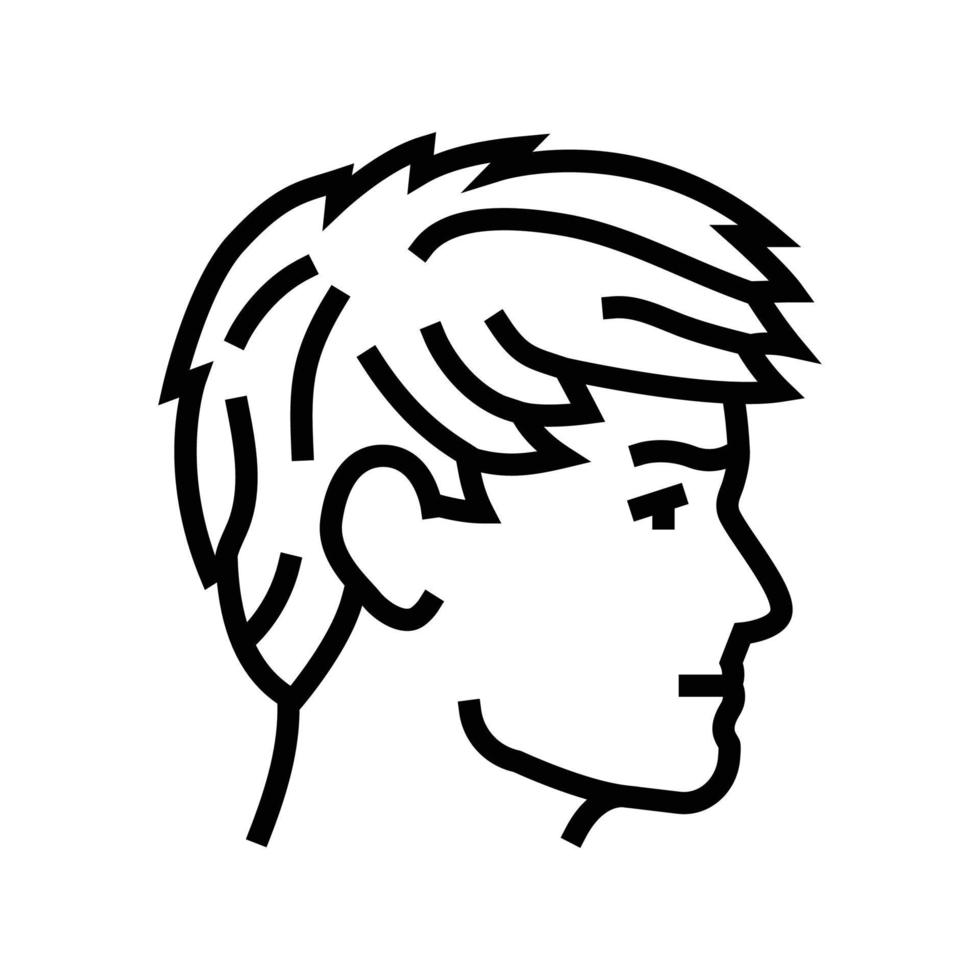 angular franja Penteado masculino linha ícone vetor ilustração