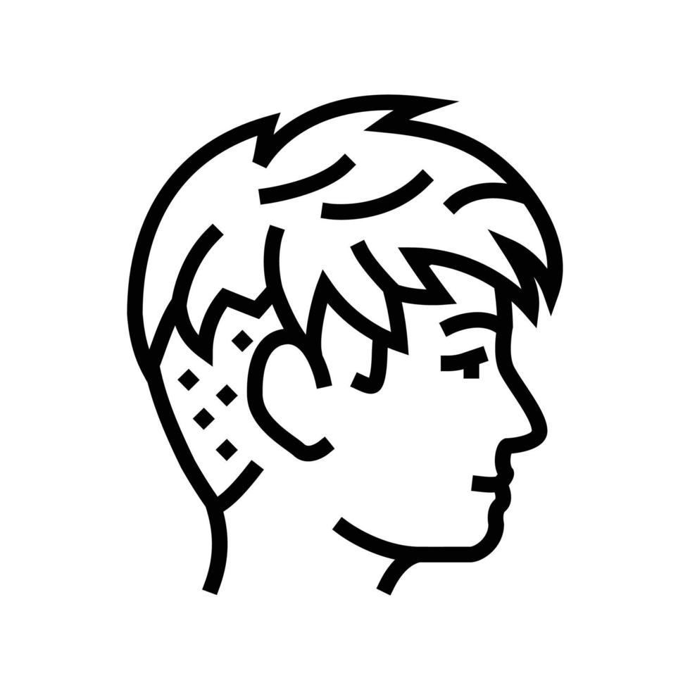 curto Penteado fêmea linha ícone vetor ilustração