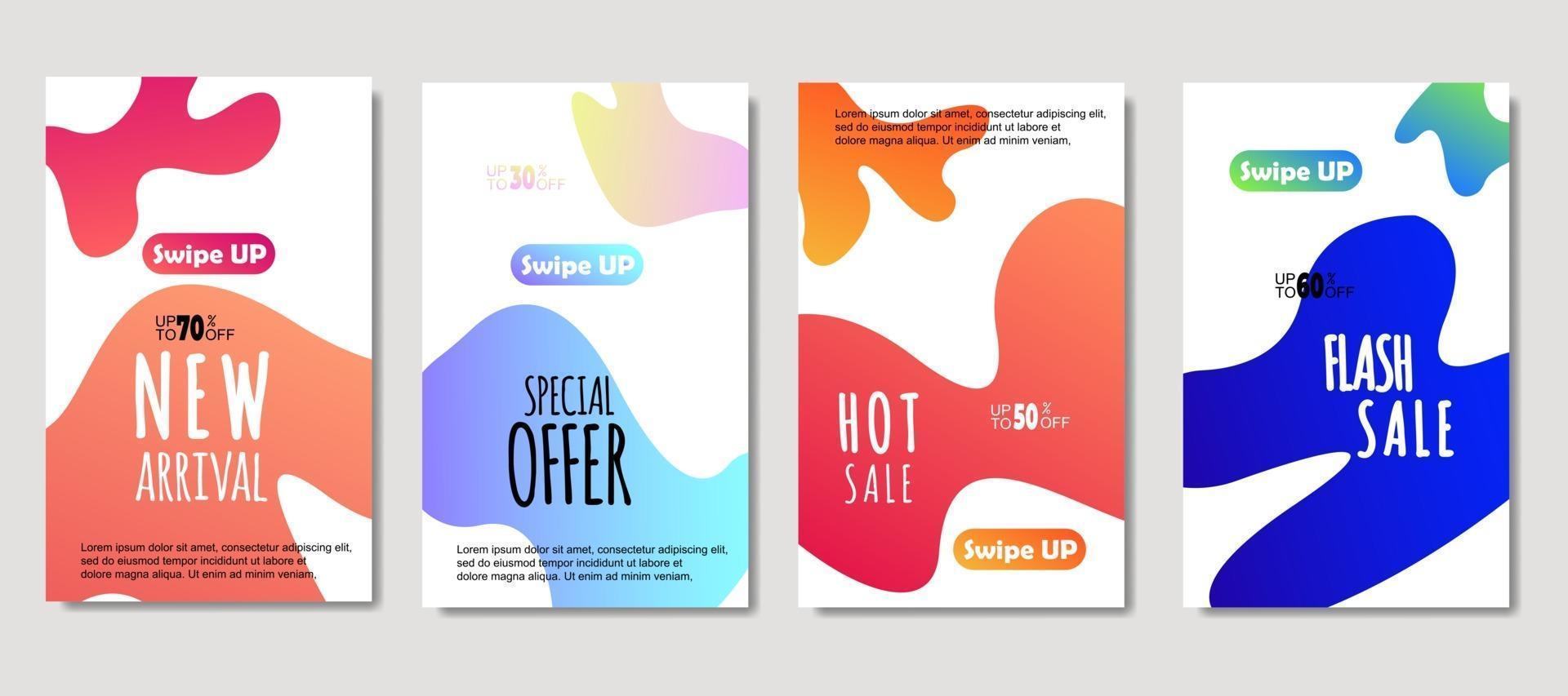 fluido abstrato dinâmico móvel para banners de venda. design de modelo de banner de venda, conjunto de oferta especial de mega venda. design para folheto, cartão-presente, pôster na parede, livro de capa, banner, mídia social vetor