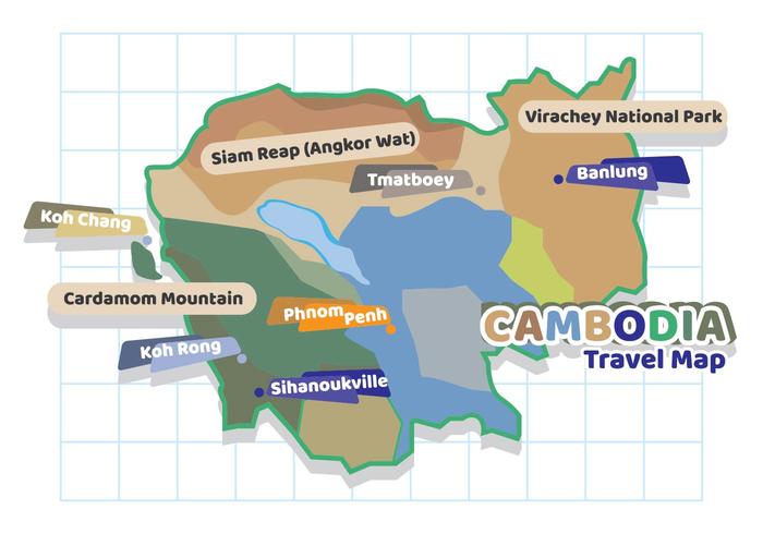 Mapa de viagem de Camboja vetor