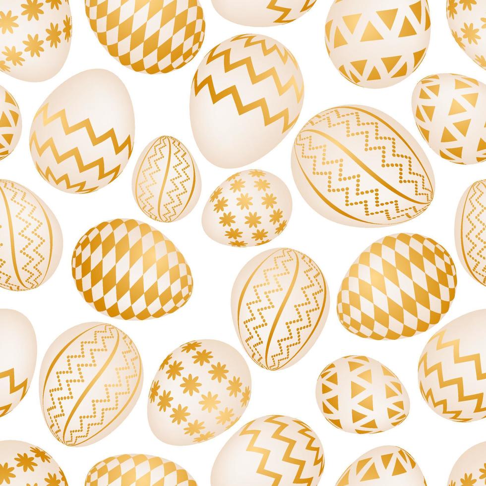 padrão perfeito com ovos de páscoa dourados. ilustração vetorial vetor