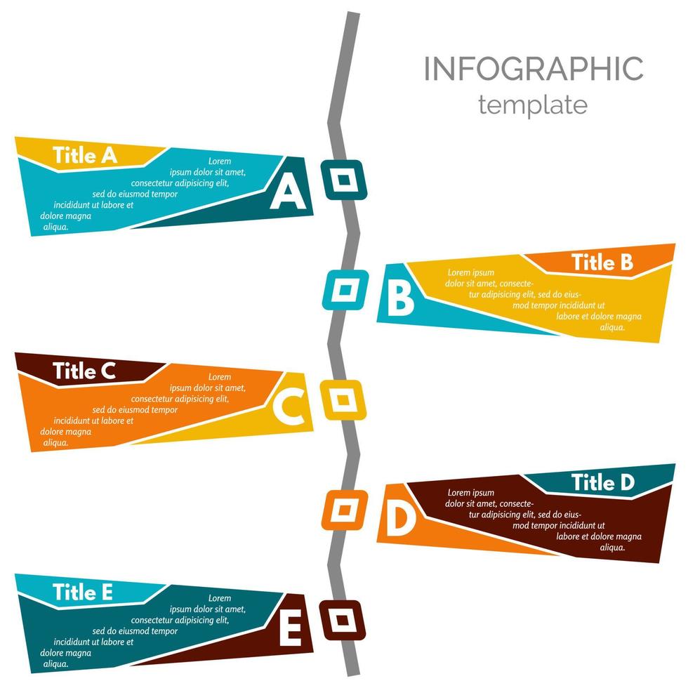 elementos de design infográfico de cinco etapas. modelo de design infográfico passo a passo. ilustração vetorial vetor