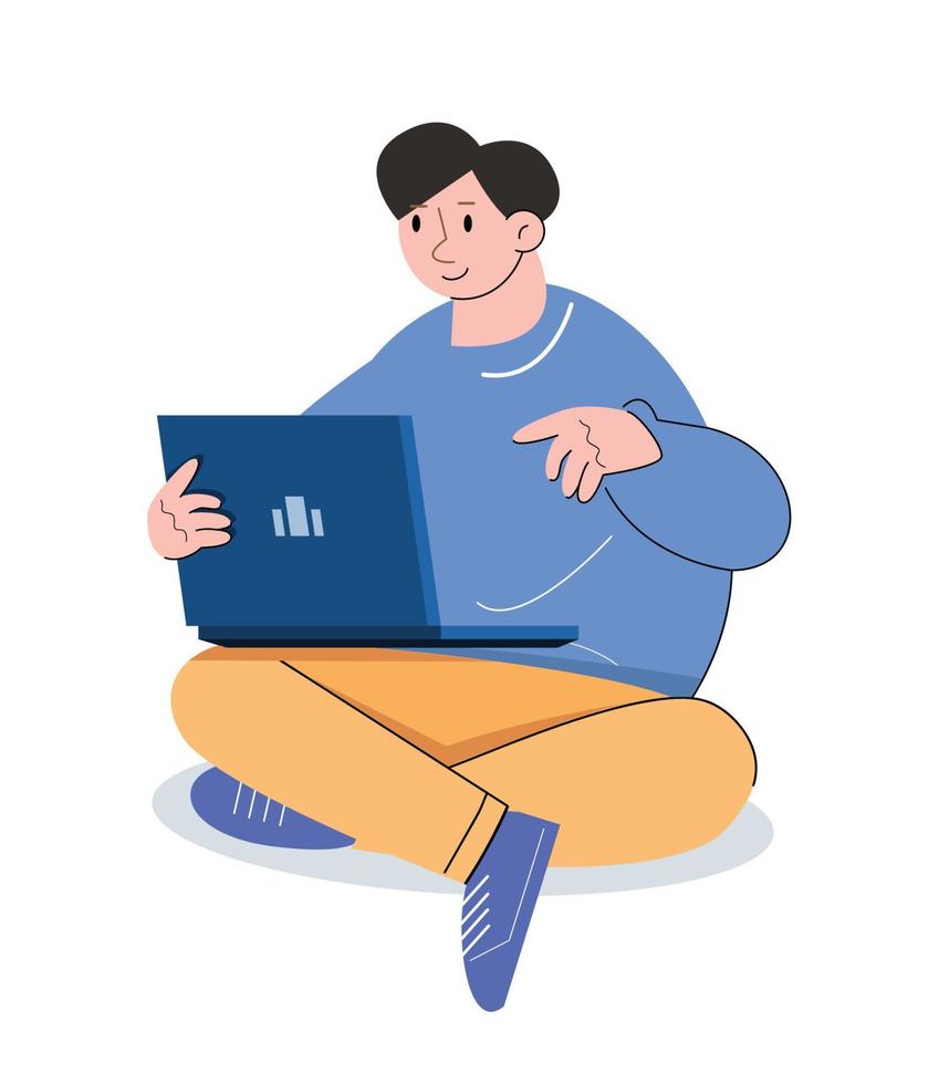 pessoas de caráter usando ilustração vetorial de laptop vetor