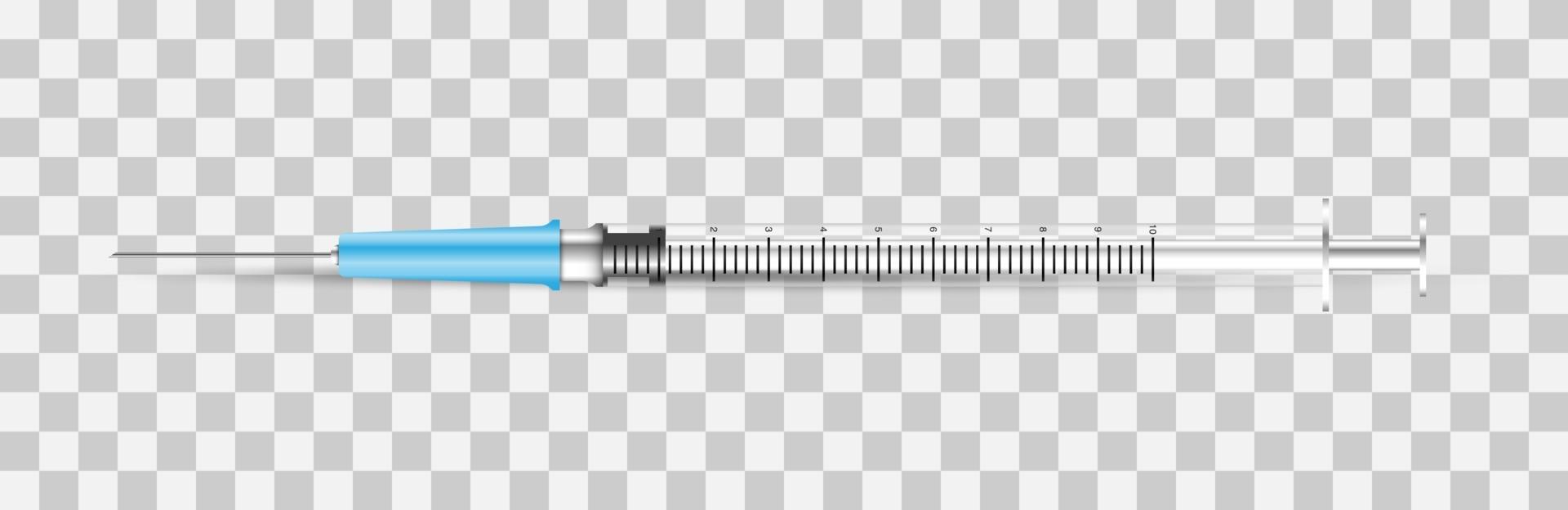 seringa descartável médica com agulha isolada, ilustração vetorial vetor