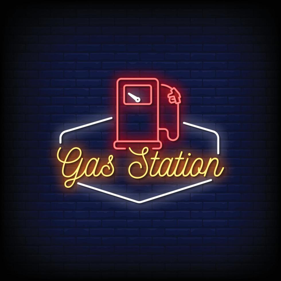 logotipo do posto de gasolina sinais de néon estilo texto vetor