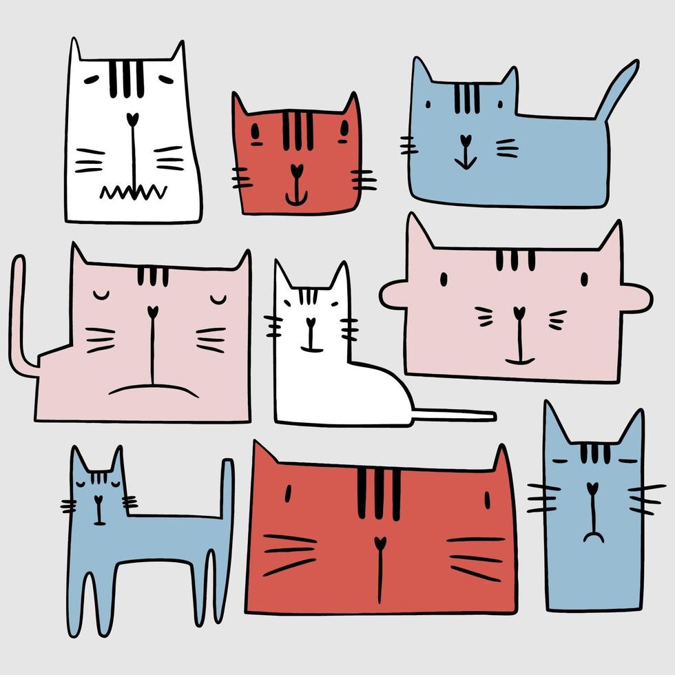 Jogo De Gatos Dos Desenhos Animados Coleção De Gatos Vermelhos Bonitos  Animais De Estimação Com Emoções Jogando Animais Ilustraçã Ilustração do  Vetor - Ilustração de divertimento, saltar: 117799425