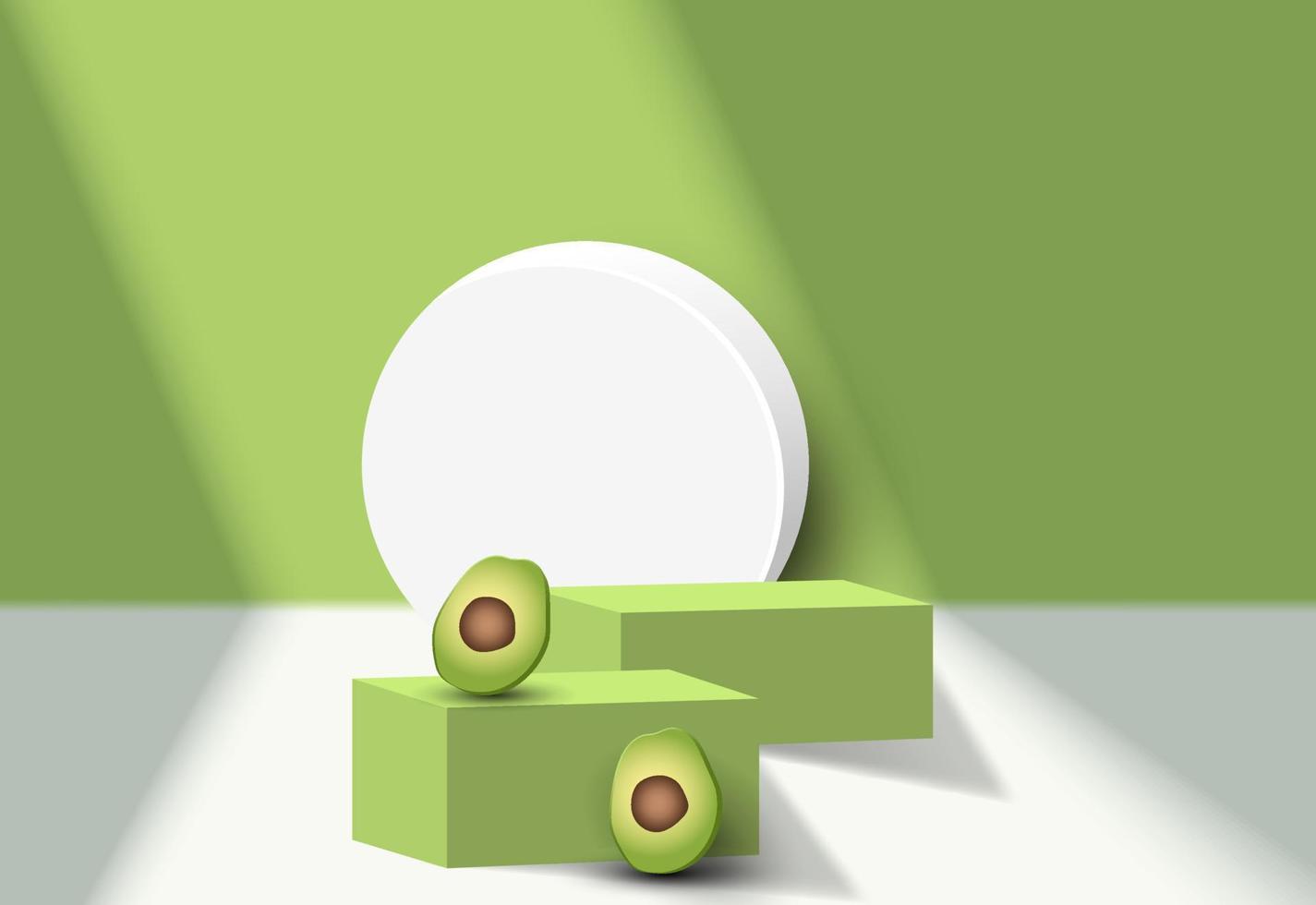 cilindro pódio verde mínimo com mostrar abacate fruta produtos fundo. vetor