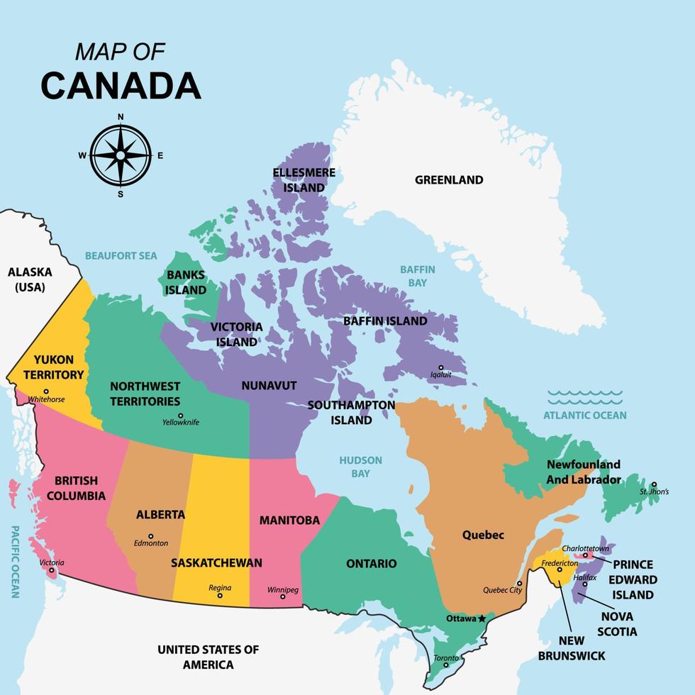 estados do Canadá mapa vetor
