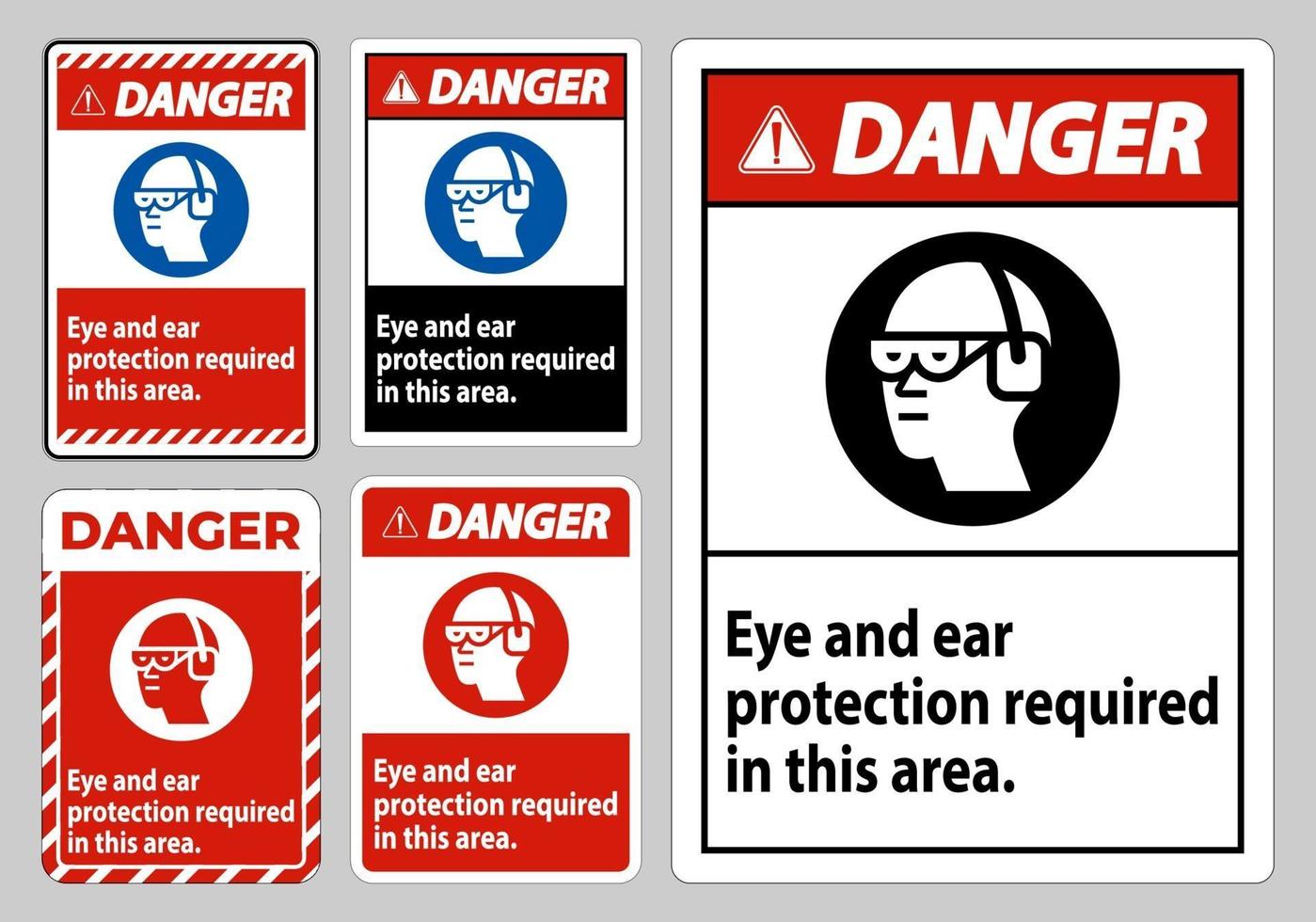 sinal de perigo proteção ocular e auditiva necessária nesta área vetor