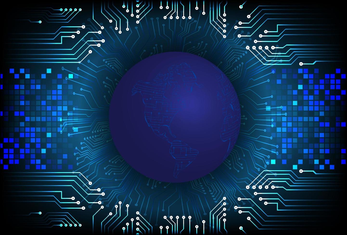 holografia de mapa-múndi moderno em fundo de tecnologia vetor