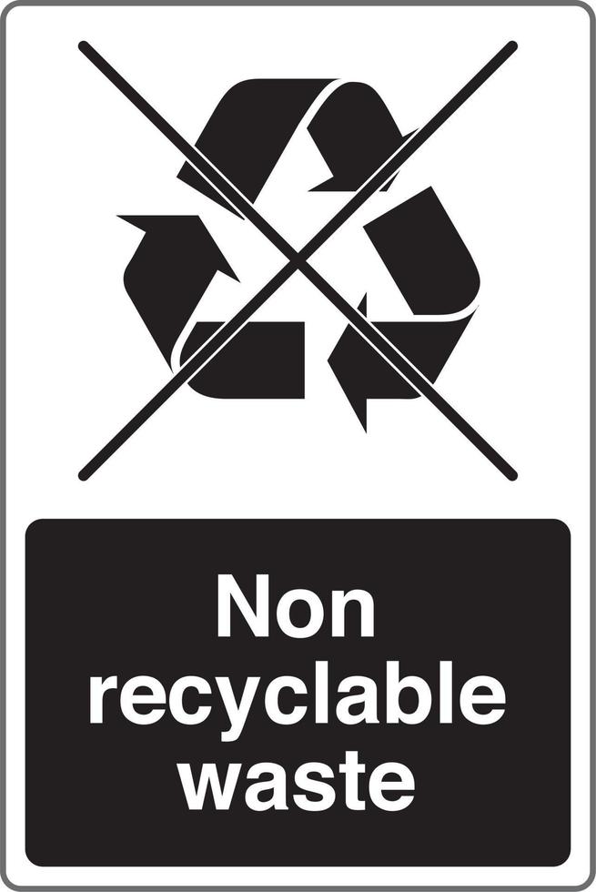 reciclando desperdício gestão Lixo bin rótulo adesivo placa não reciclável desperdício vetor