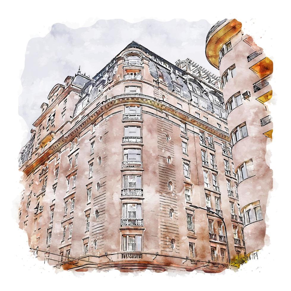 arquitetura argentina esboço em aquarela ilustração desenhada à mão vetor