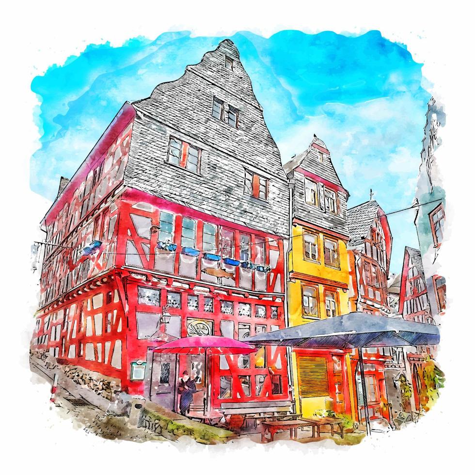 velho Cidade Limburg Alemanha aguarela esboço mão desenhado ilustração vetor