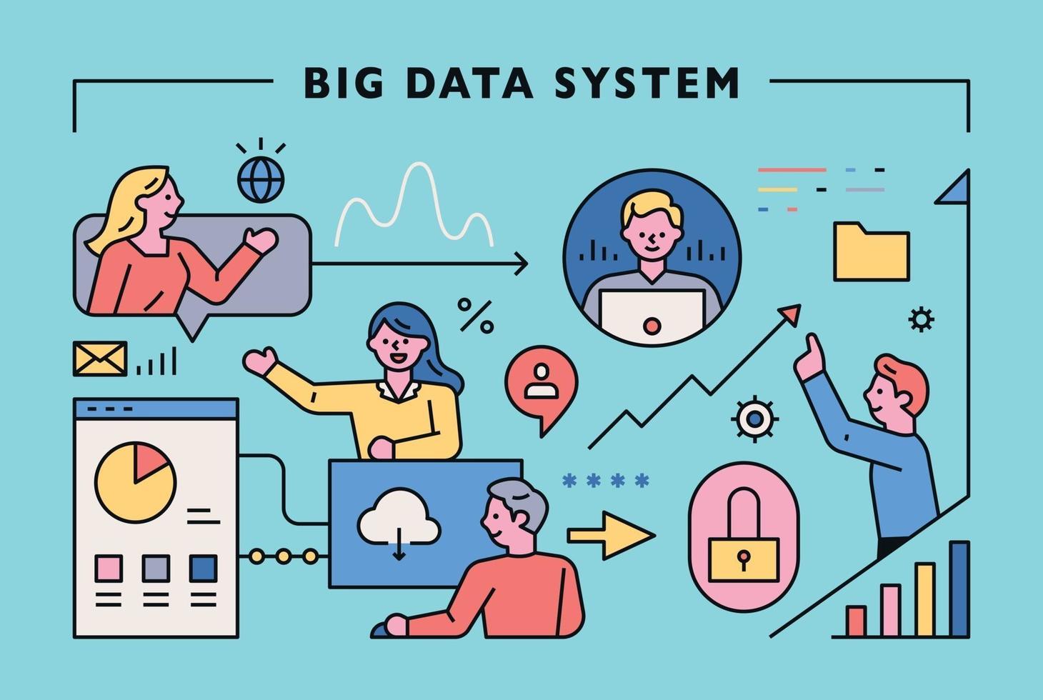 banner de conceito de sistema de big data vetor