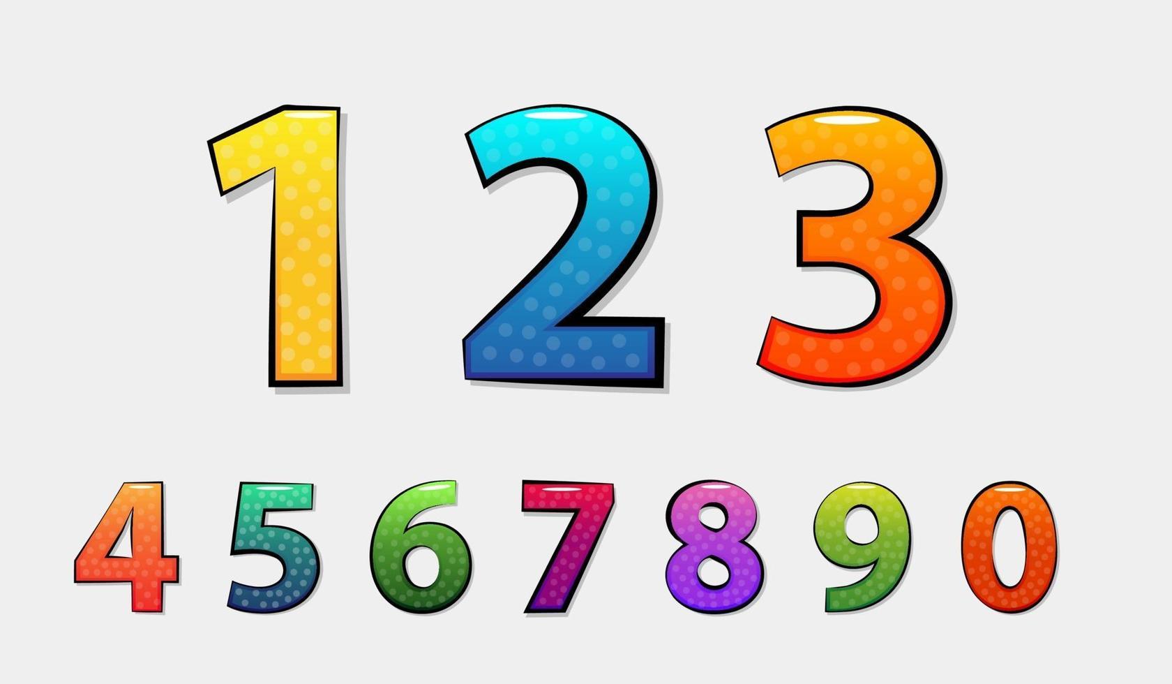 conjunto de números colorido vetor