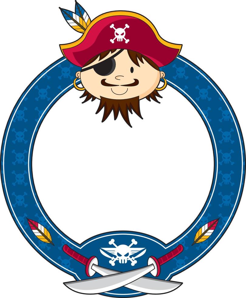 fofa desenho animado fanfarrão pirata capitão com tapa-olho vetor