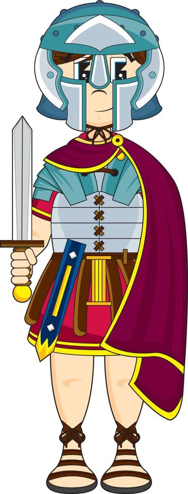 fofa desenho animado romano soldado história ilustração vetor