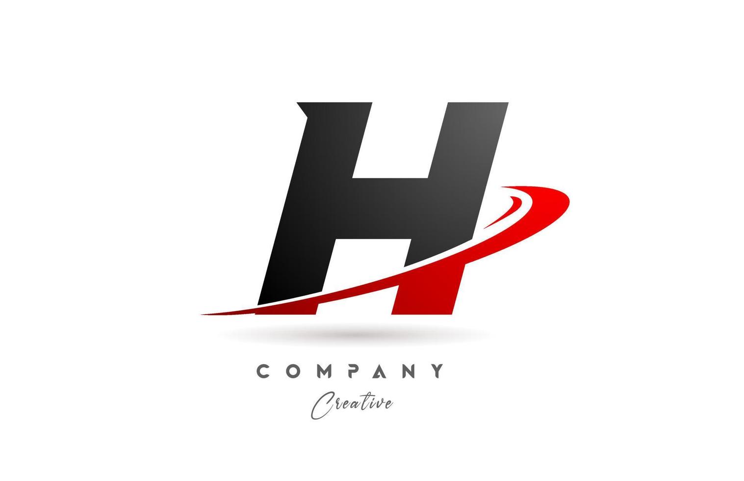 Preto cinzento h alfabeto carta logotipo ícone Projeto com vermelho swoosh. criativo modelo para companhia e o negócio vetor