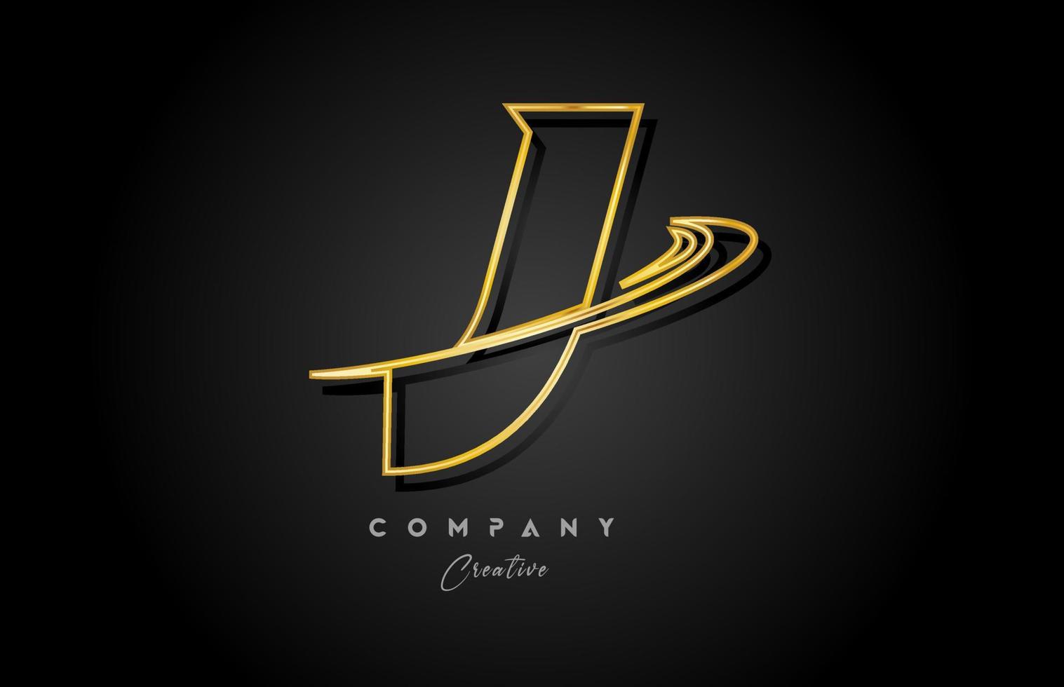 ouro j alfabeto carta logotipo ícone Projeto com dourado swoosh. criativo modelo para companhia e o negócio vetor