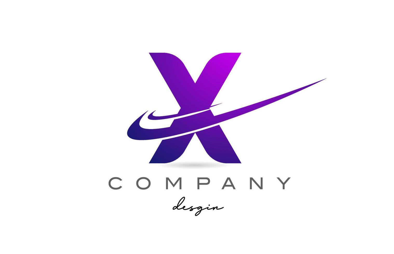 x roxa alfabeto carta logotipo com Duplo swoosh. corporativo criativo modelo Projeto para o negócio e companhia vetor