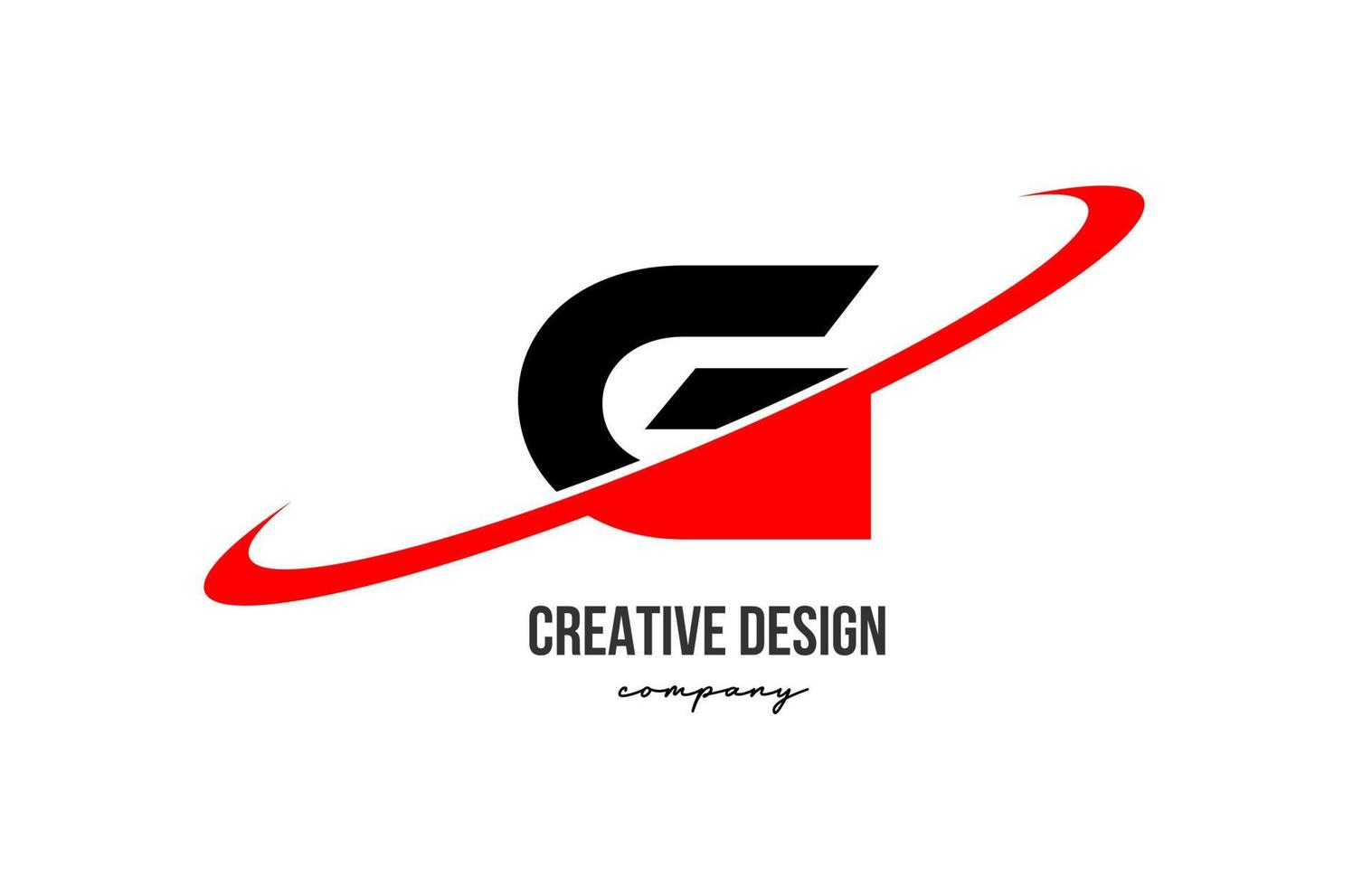 vermelho Preto g alfabeto carta logotipo com grande swoosh. corporativo criativo modelo Projeto para o negócio e companhia vetor