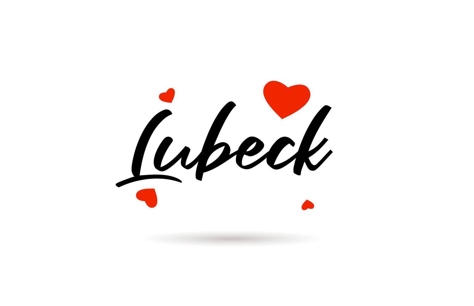 Lubeck escrito a mão cidade tipografia texto com amor coração vetor