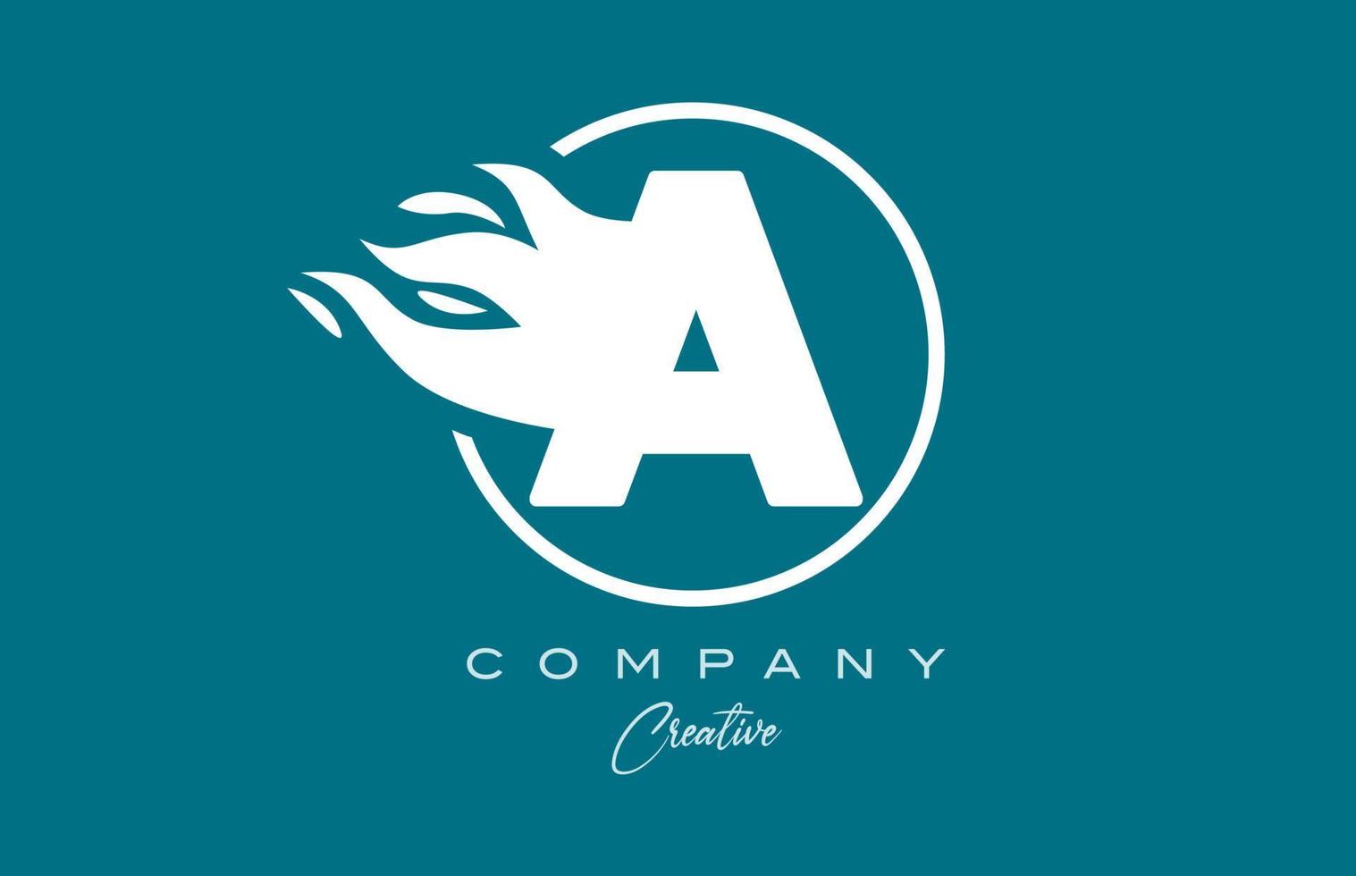 uma azul branco alfabeto carta ícone para corporativo com chamas. fogo Projeto para uma companhia logotipo vetor
