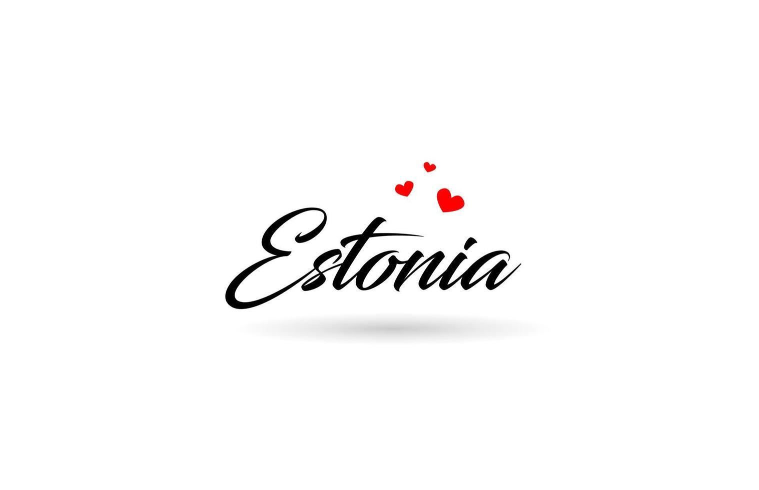 Estônia nome país palavra com três vermelho amor coração. criativo tipografia logotipo ícone Projeto vetor