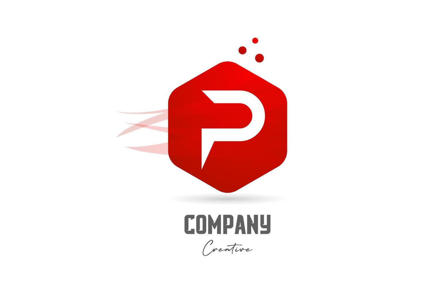 p vermelho hexágono carta alfabeto logotipo ícone Projeto. criativo modelo para o negócio e companhia vetor