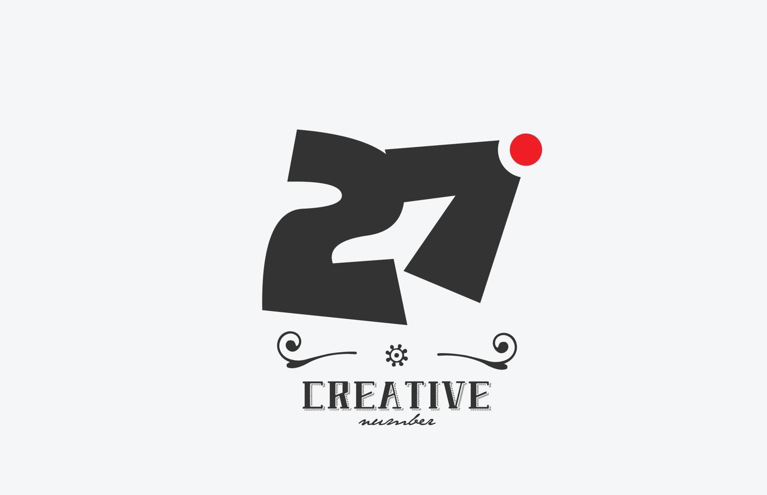 cinzento 27 número logotipo ícone Projeto com vermelho ponto. criativo modelo para companhia e o negócio vetor